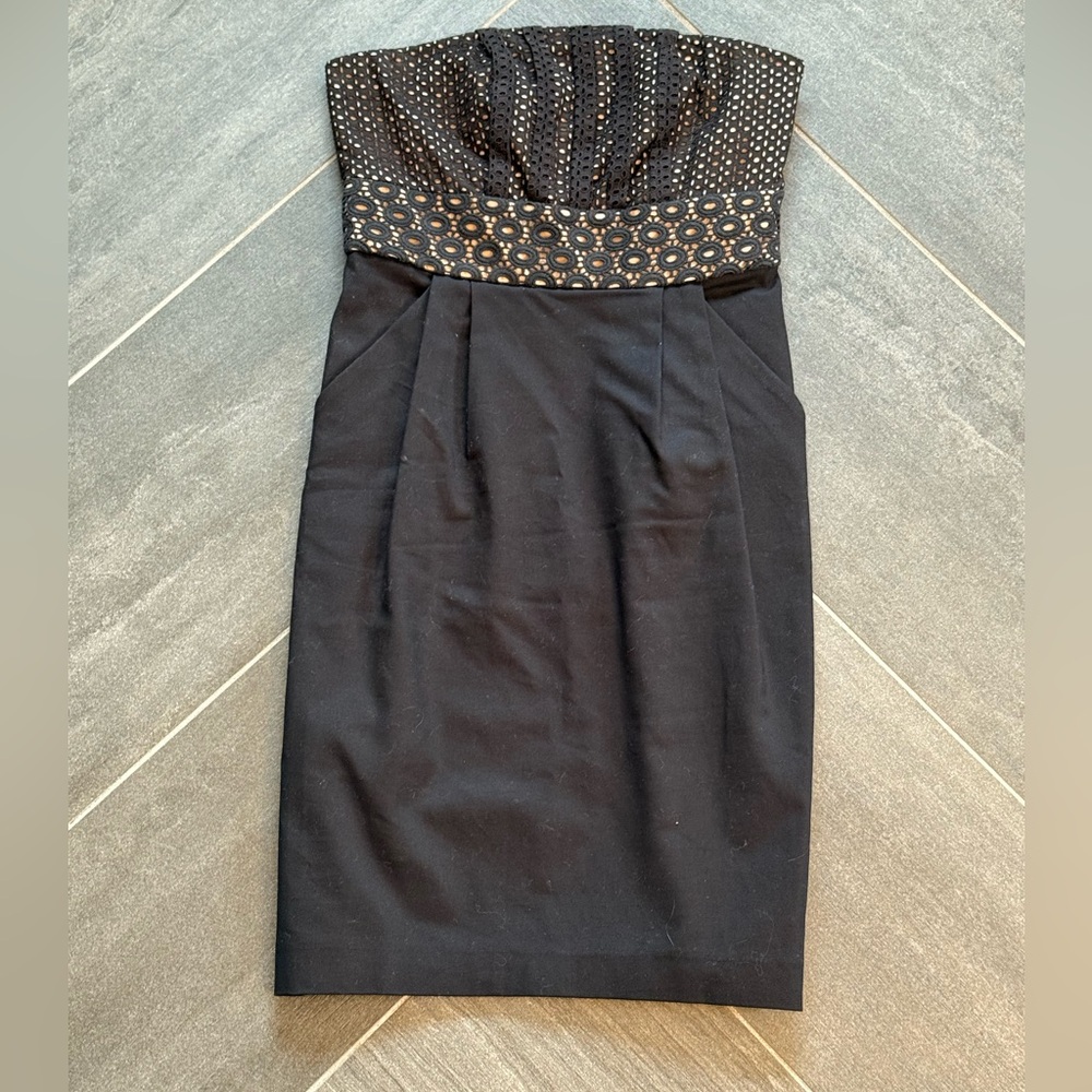 LOFT black & beige eyelet strapless size 0